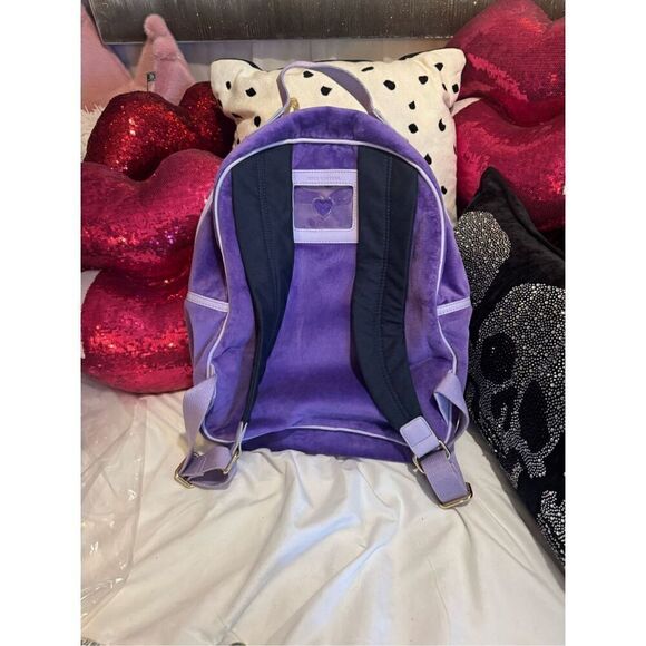 Vintage y2k purple peace velour juicy couture backpack NWT main image 4